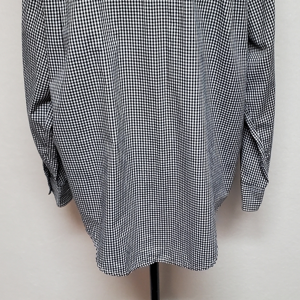 VINTAGE 90s Karen Kane Red Tartan Plaid Black Plaid Colorblock Button Up Blouse - Picture 11 of 13